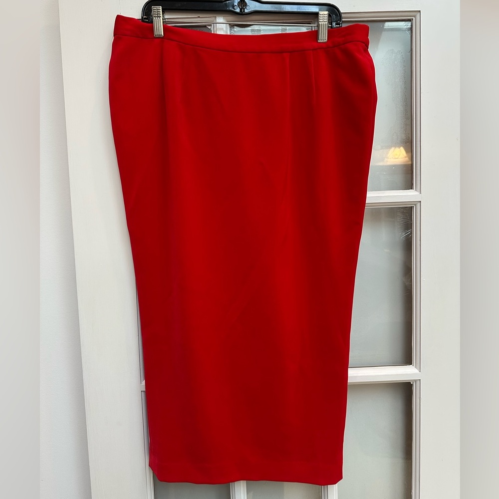 Vintage Donna Vinci Red Pencil Skirt Sleek Classic Professional Style Size 14